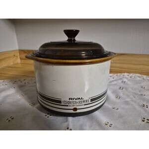 Vintage 1 Qt Rivel Crock-ette Tan/Brown Made In USA